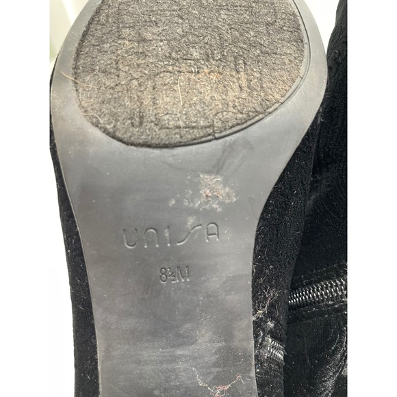 Unisa Black Velvet Floral Emboss Ankle Boots Block Heel Romantic Dark Witchy 8.5 - Picture 10 of 13